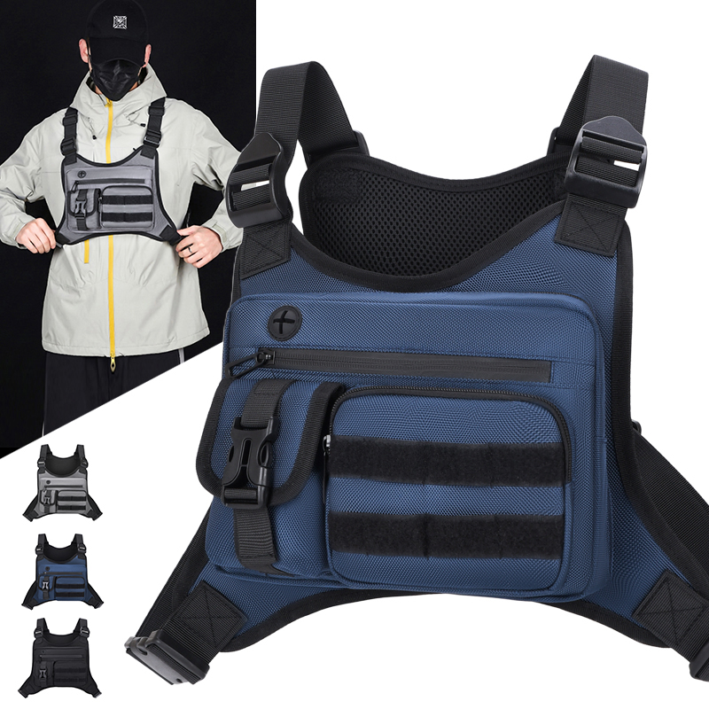 Running Gear Phone - タクティカルチェストリグバッグ メンズ 防水 クロスボディハーネスベスト モールポーチ アウトドア