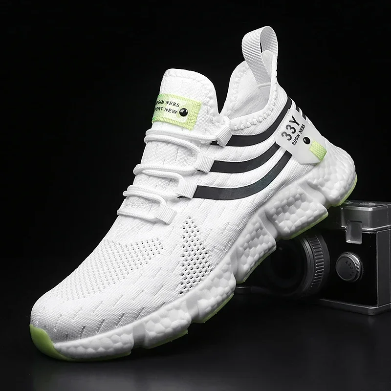 Running Z - 男性用の通気性メッシュのランニングシューズ,クラシックな滑り止めスポーツシューズ,カジュアル,ホワイト,テニス,男性用