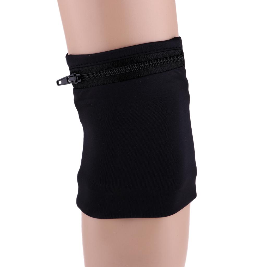 Sweat Band Wrist - 速乾性のある伸縮性スポーツリストバンド、ジッパーポケット付き、ユニセックスランニングリストウォレット、通気性のある汗止めバンド、ジムやヨガに最適