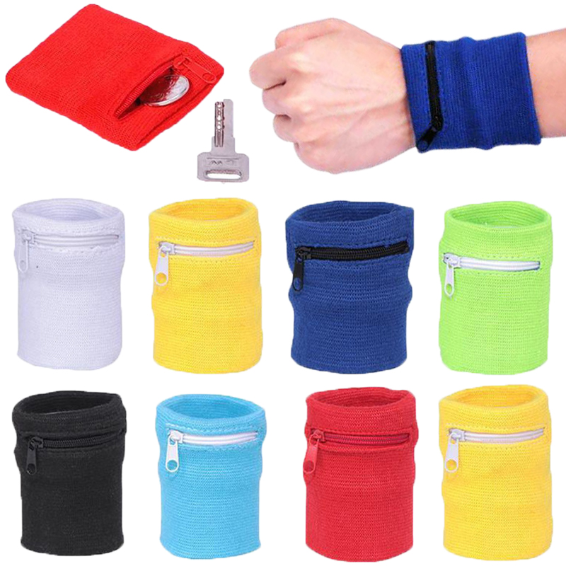 ジッパーポーチ付きスポーツリストバンドランニングスポーツアー - Sweat Band Wrist のレビューと価格