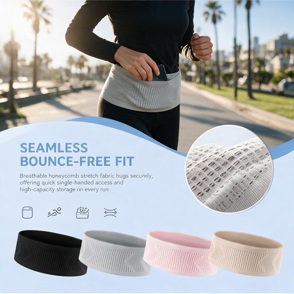 シームレスで目立たないランニング用ウエストポーチ、伸縮性のあ - Running Gear Phone のレビューと価格